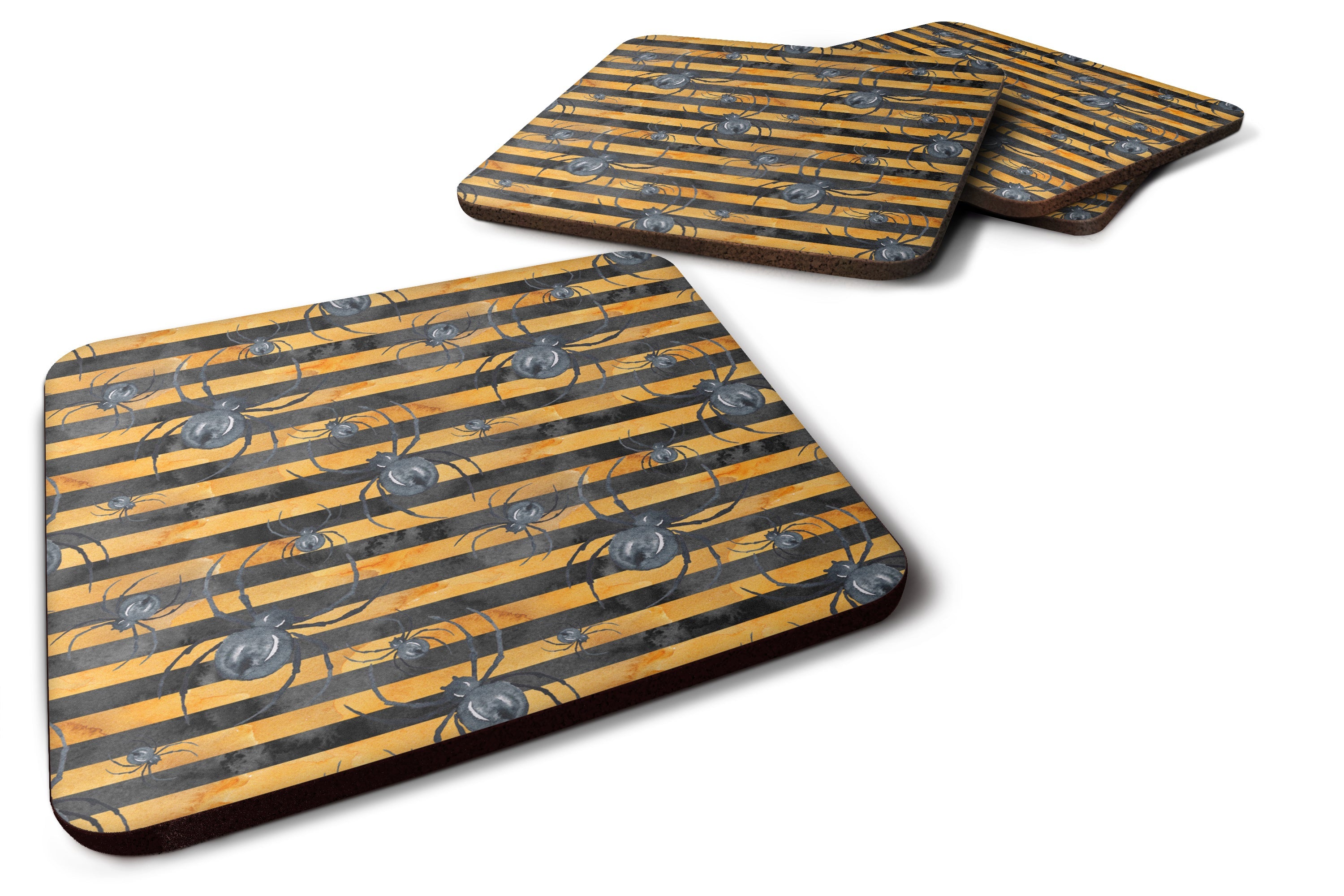 Watecolor Halloween Spiders Foam Coasters Set of 4 Cup Coasters for Indoor Outdoor, Tabletop Protection, Anti Slip, Mouse pad Material