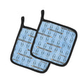 Watercolor Organized Paper Clips Blue Pot Holder Set of 2 Heat Resistant Quilted Hot Pads 7.5 x 7.5 Inch, Insulated Kitchen Trivets for Cooking & Baking