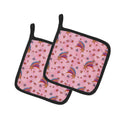 Watercolor Shooting Stars on Pink Pot Holder Set of 2 Heat Resistant Quilted Hot Pads 7.5 x 7.5 Inch, Insulated Kitchen Trivets for Cooking & Baking