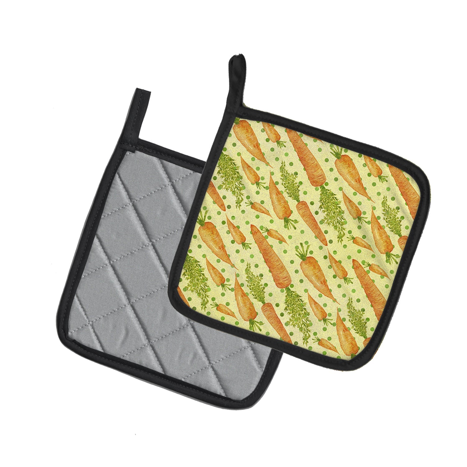 Watercolor Carrots Pot Holder Set of 2 Heat Resistant Quilted Hot Pads 7.5 x 7.5 Inch, Insulated Kitchen Trivets for Cooking & Baking