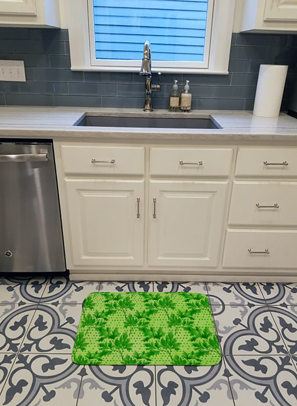 Watercolor Parsley Memory Foam Kitchen Mat Machine Washable Anti-Fatigue Cushion Comfort Bath or Kitchen Rug