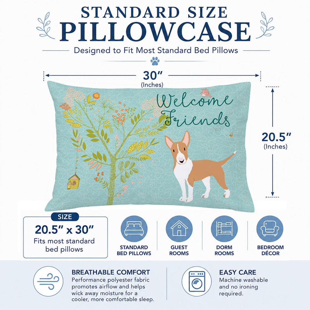 Welcome Friends Brown Bull Terrier Standard Pillowcase Lightweight Super Soft Easy Care Decorative Artwork Pillowcase, Standard