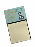 Welcome Friends Black Staffie Watercolor Sticky Note Holder Refillable Dispenser Desk Accessory 3x3 Pad Gift