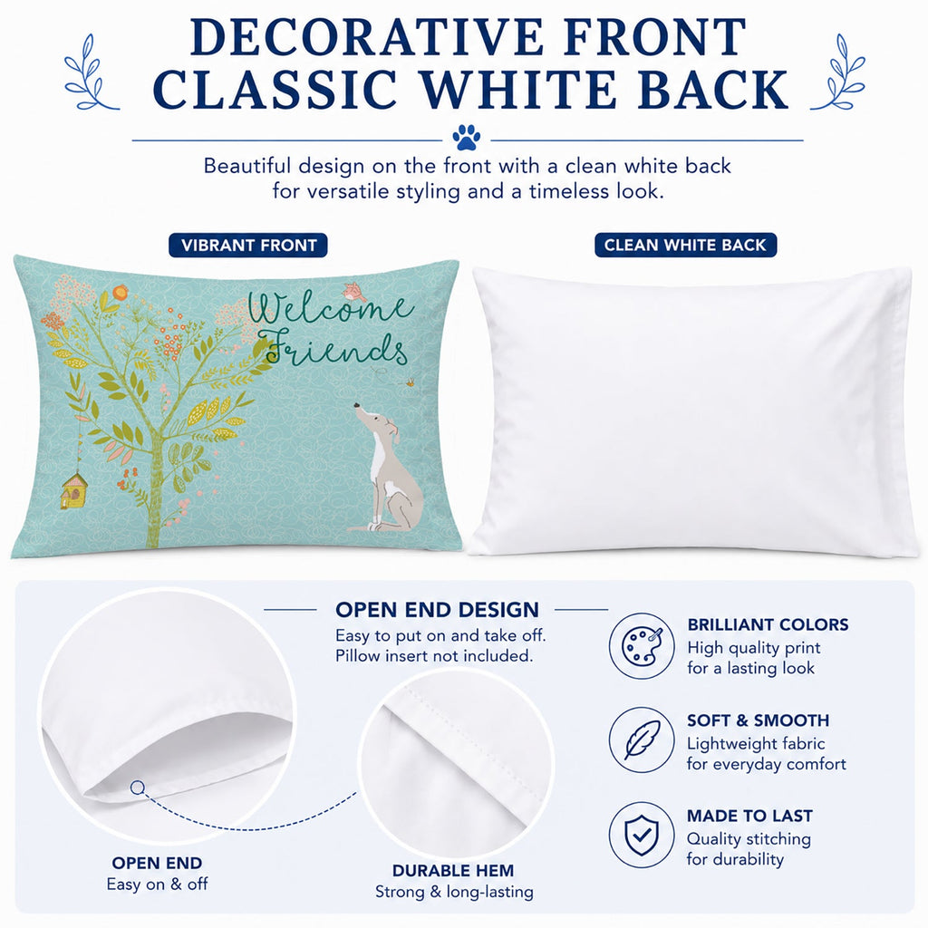 Welcome Friends Italian Greyhound Standard Pillowcase Lightweight Super Soft Easy Care Decorative Artwork Pillowcase, Standard