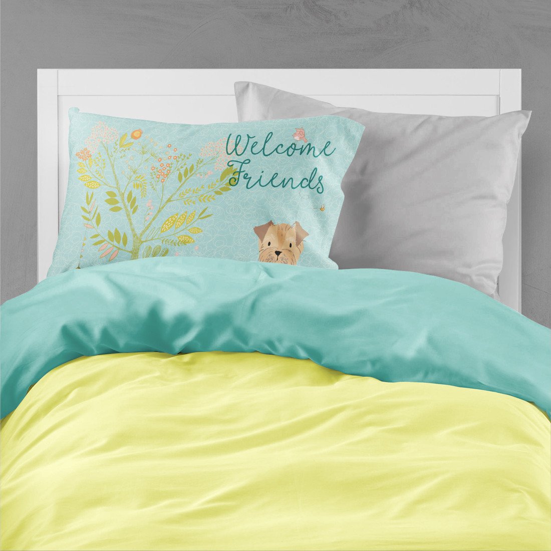 Welcome Friends Yorkie Natural Ears Standard Pillowcase Lightweight Super Soft Easy Care Decorative Artwork Pillowcase, Standard