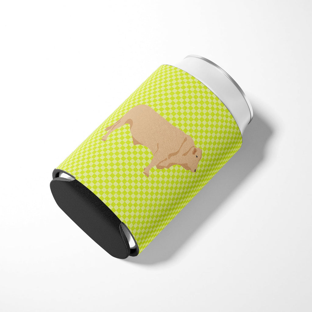 Charolais Cow Green Can or Bottle Hugger Cooler Sleeve for Standard 12 oz Cans, Insulated Foam Beer & Soda Can Hugger Reusable