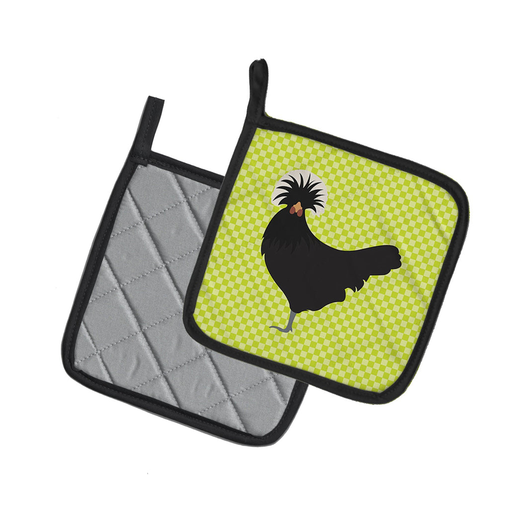 Polish Poland Chicken Green Pot Holder Set of 2 Heat Resistant Quilted Hot Pads 7.5 x 7.5 Inch, Insulated Kitchen Trivets for Cooking & Baking
