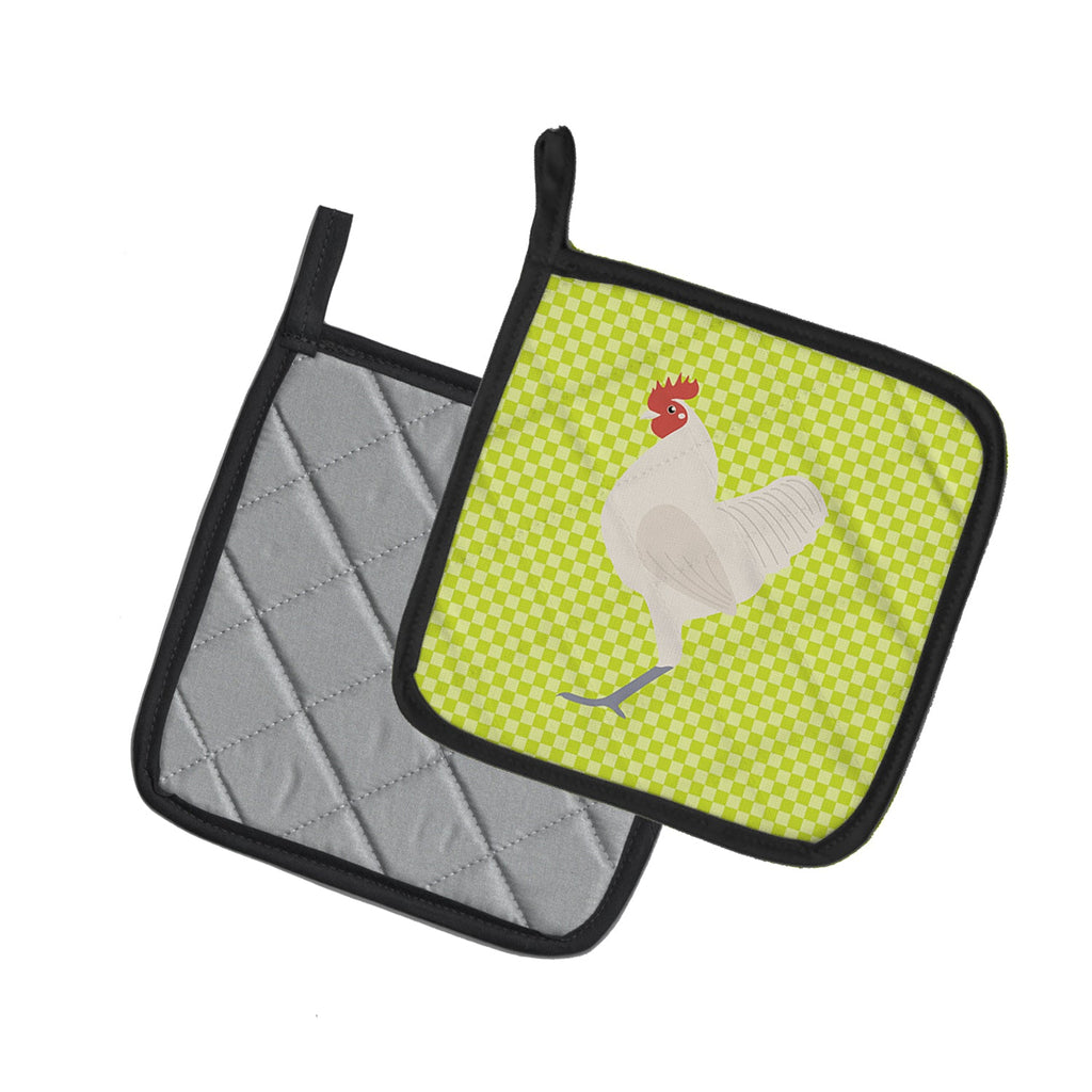 German Langshan Chicken Green Pot Holder Set of 2 Heat Resistant Quilted Hot Pads 7.5 x 7.5 Inch, Insulated Kitchen Trivets for Cooking & Baking