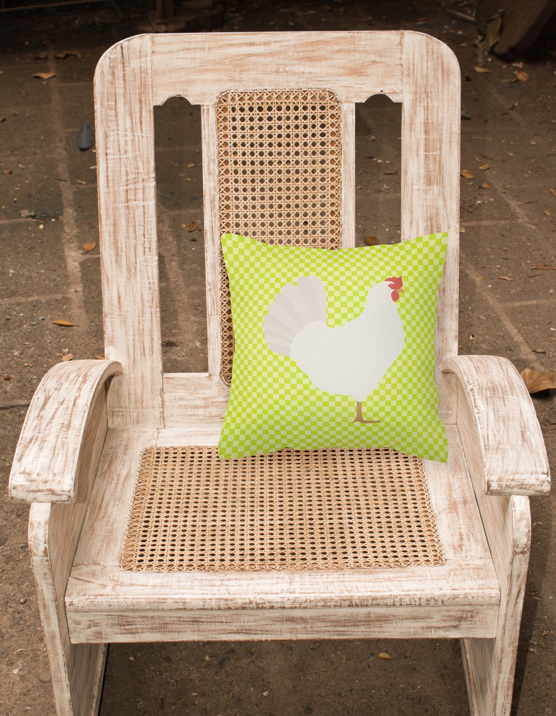 Leghorn Chicken Green Decorative Throw Pillow 18x18 Indoor Outdoor Accent Cushion, Fabric Cover with Insert for Sofa, Bed, Porch & Living Room