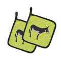 American Mammoth Jack Donkey Green Pot Holder Set of 2 Heat Resistant Quilted Hot Pads 7.5 x 7.5 Inch, Insulated Kitchen Trivets for Cooking & Baking