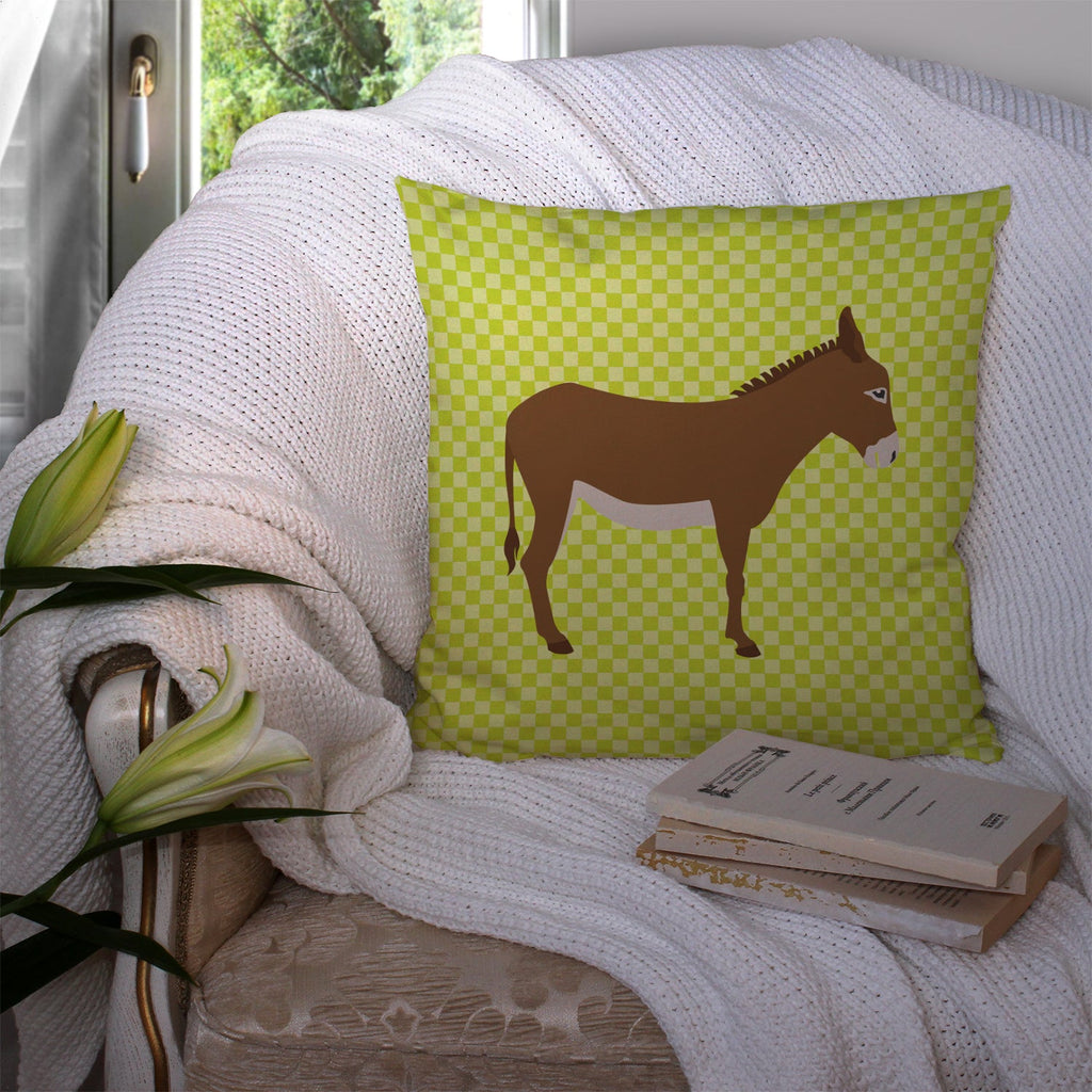 Cotentin Donkey Green Decorative Throw Pillow 14x14 Indoor Outdoor Accent Cushion, Fabric Cover with Insert for Sofa, Bed, Porch & Living Room