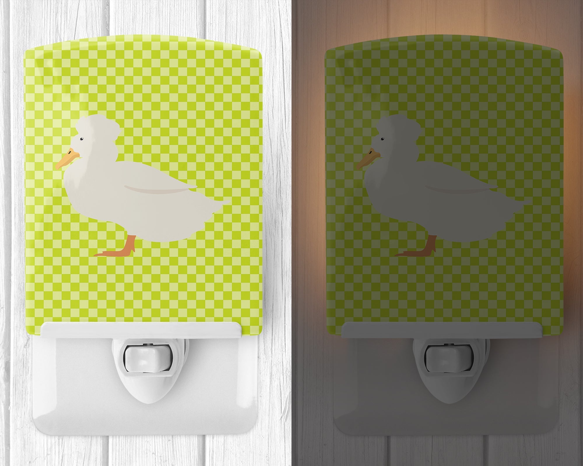 Crested Duck Green Ceramic Night Light Compact, UL-Certified, Ideal for Bedroom, Bathroom, Nursery, Hallway, Kitchen, 6x4x3, Multicolor