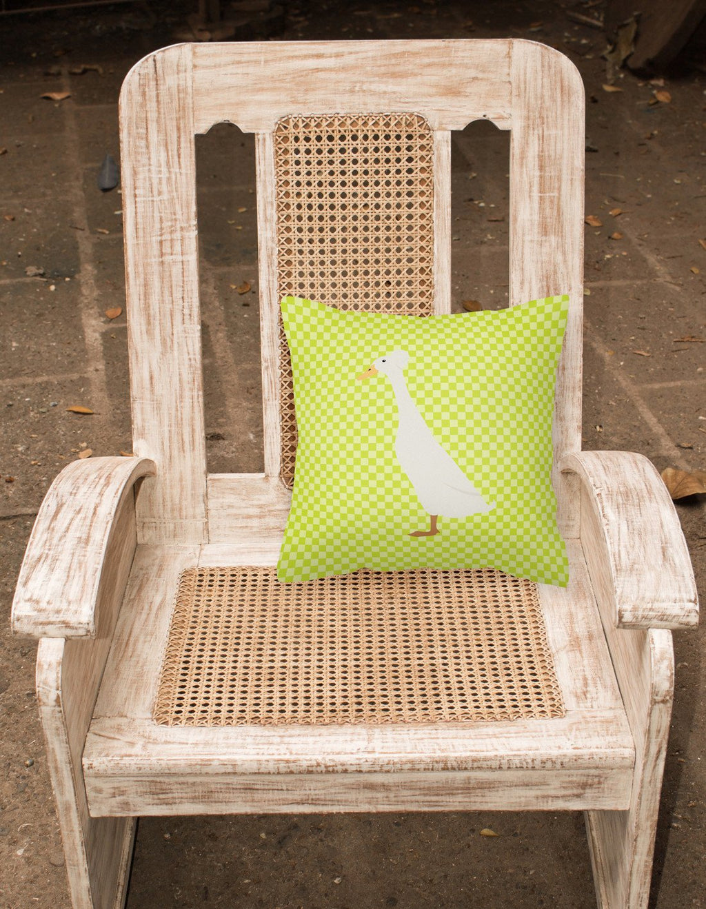 Bali Duck Green Decorative Throw Pillow 18x18 Indoor Outdoor Accent Cushion, Fabric Cover with Insert for Sofa, Bed, Porch & Living Room