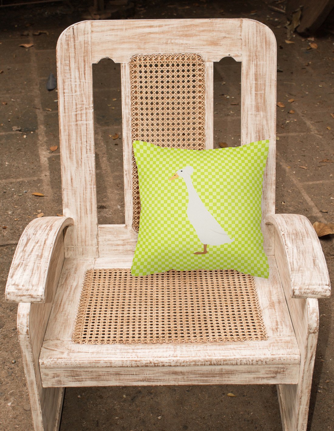 Bali Duck Green Decorative Throw Pillow 18x18 Indoor Outdoor Accent Cushion, Fabric Cover with Insert for Sofa, Bed, Porch & Living Room
