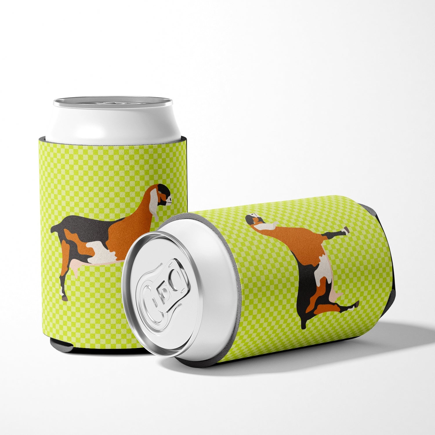Anglo-nubian Nubian Goat Green Can or Bottle Hugger Cooler Sleeve for Standard 12 oz Cans, Insulated Foam Beer & Soda Can Hugger Reusable