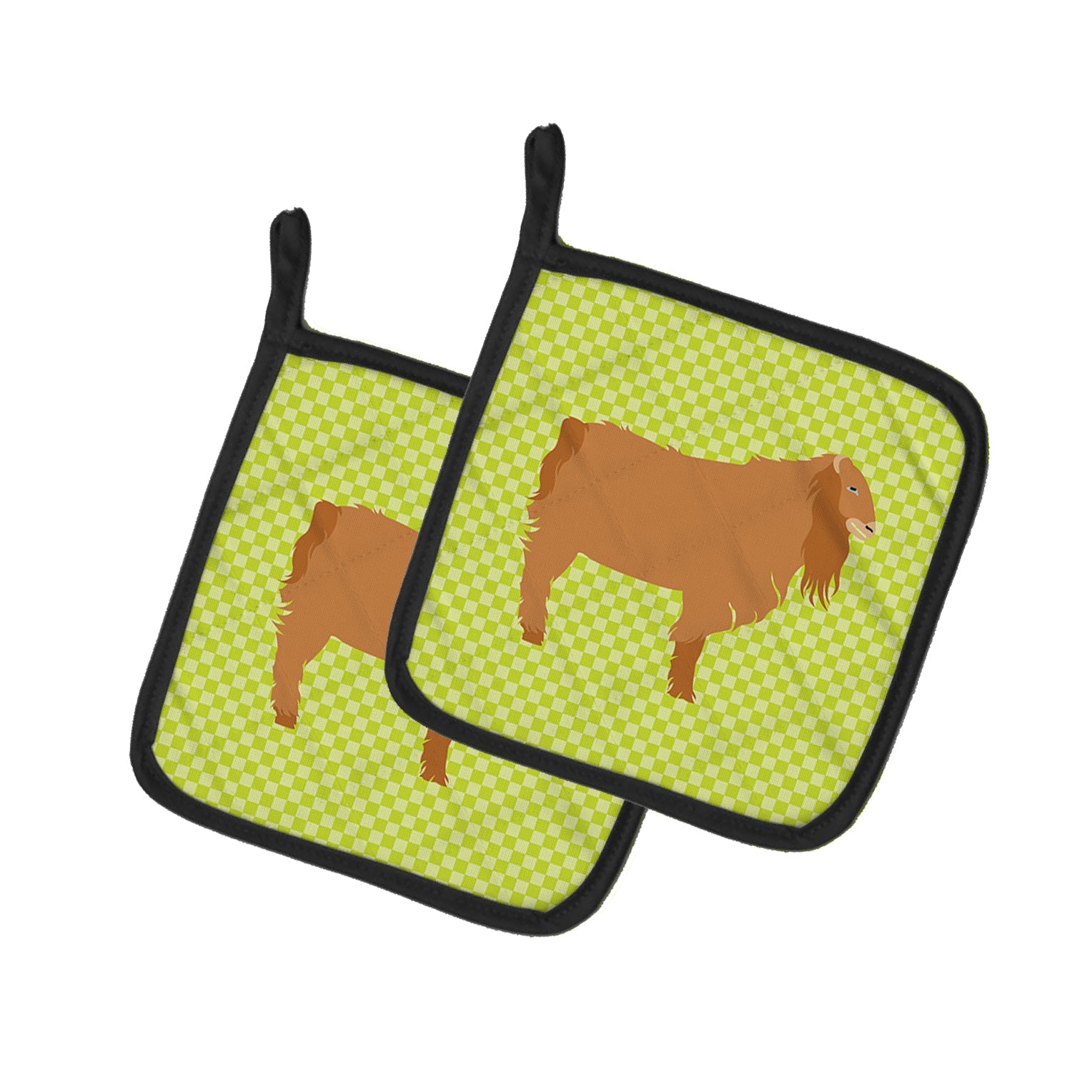 American Lamancha Goat Green Pot Holder Set of 2 Heat Resistant Quilted Hot Pads 7.5 x 7.5 Inch, Insulated Kitchen Trivets for Cooking & Baking
