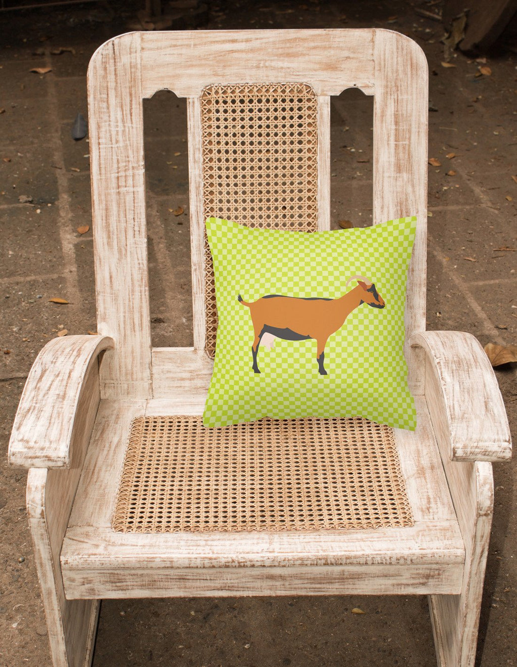Oberhasli Goat Green Decorative Throw Pillow 18x18 Indoor Outdoor Accent Cushion, Fabric Cover with Insert for Sofa, Bed, Porch & Living Room