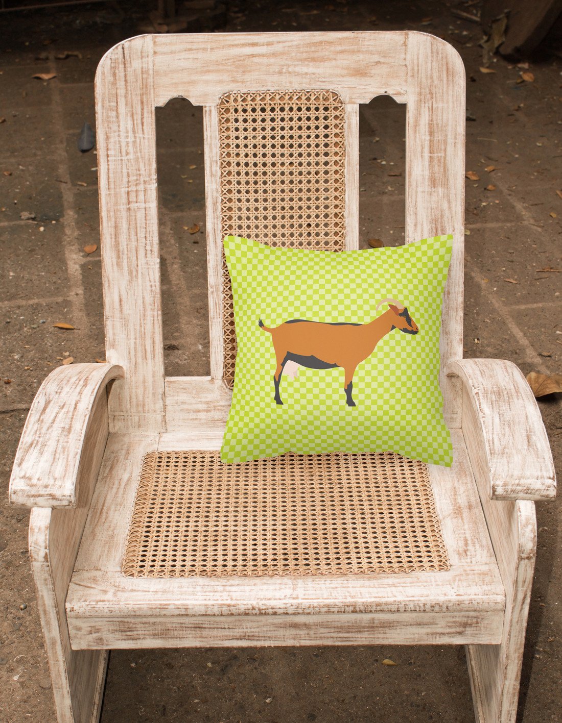 Oberhasli Goat Green Decorative Throw Pillow 18x18 Indoor Outdoor Accent Cushion, Fabric Cover with Insert for Sofa, Bed, Porch & Living Room