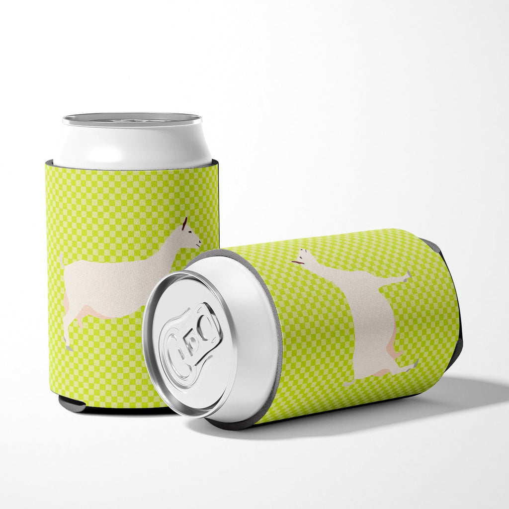 Saanen Goat Green Can or Bottle Hugger Cooler Sleeve for Standard 12 oz Cans, Insulated Foam Beer & Soda Can Hugger Reusable