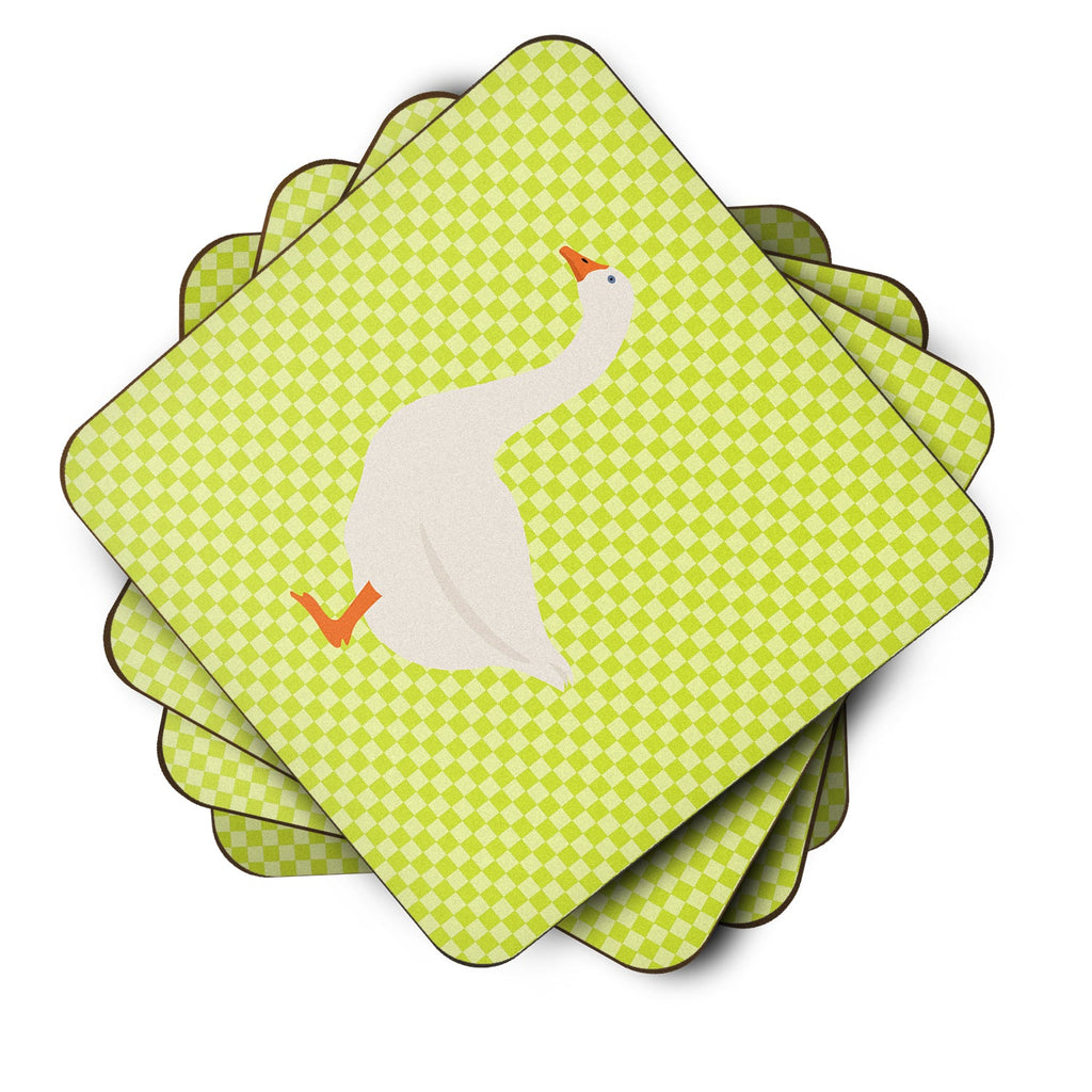 Embden Goose Green Foam Coasters Set of 4 Cup Coasters for Indoor Outdoor, Tabletop Protection, Anti Slip, Mouse pad Material