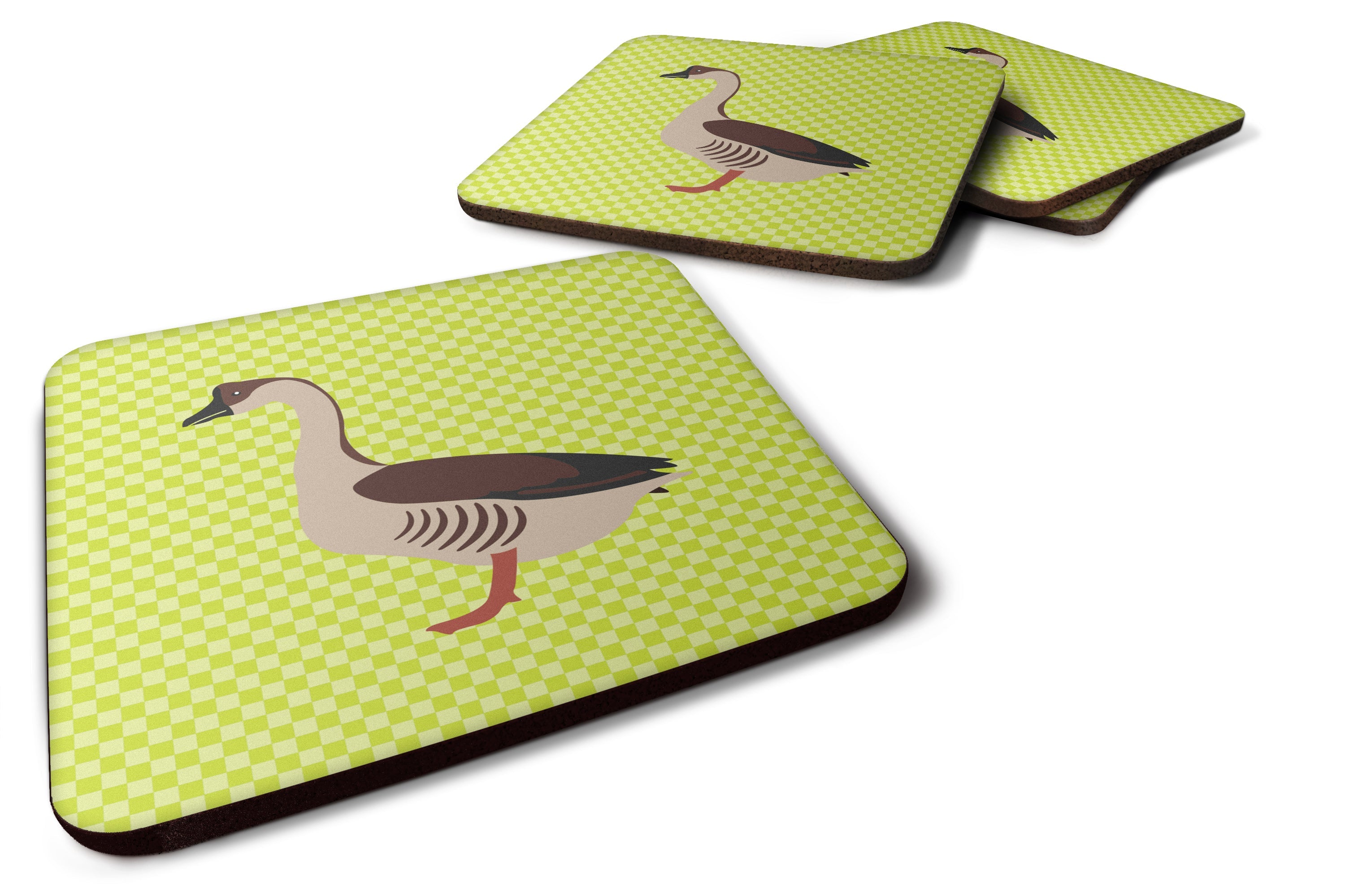 Chinese Goose Green Foam Coasters Set of 4 Cup Coasters for Indoor Outdoor, Tabletop Protection, Anti Slip, Mouse pad Material