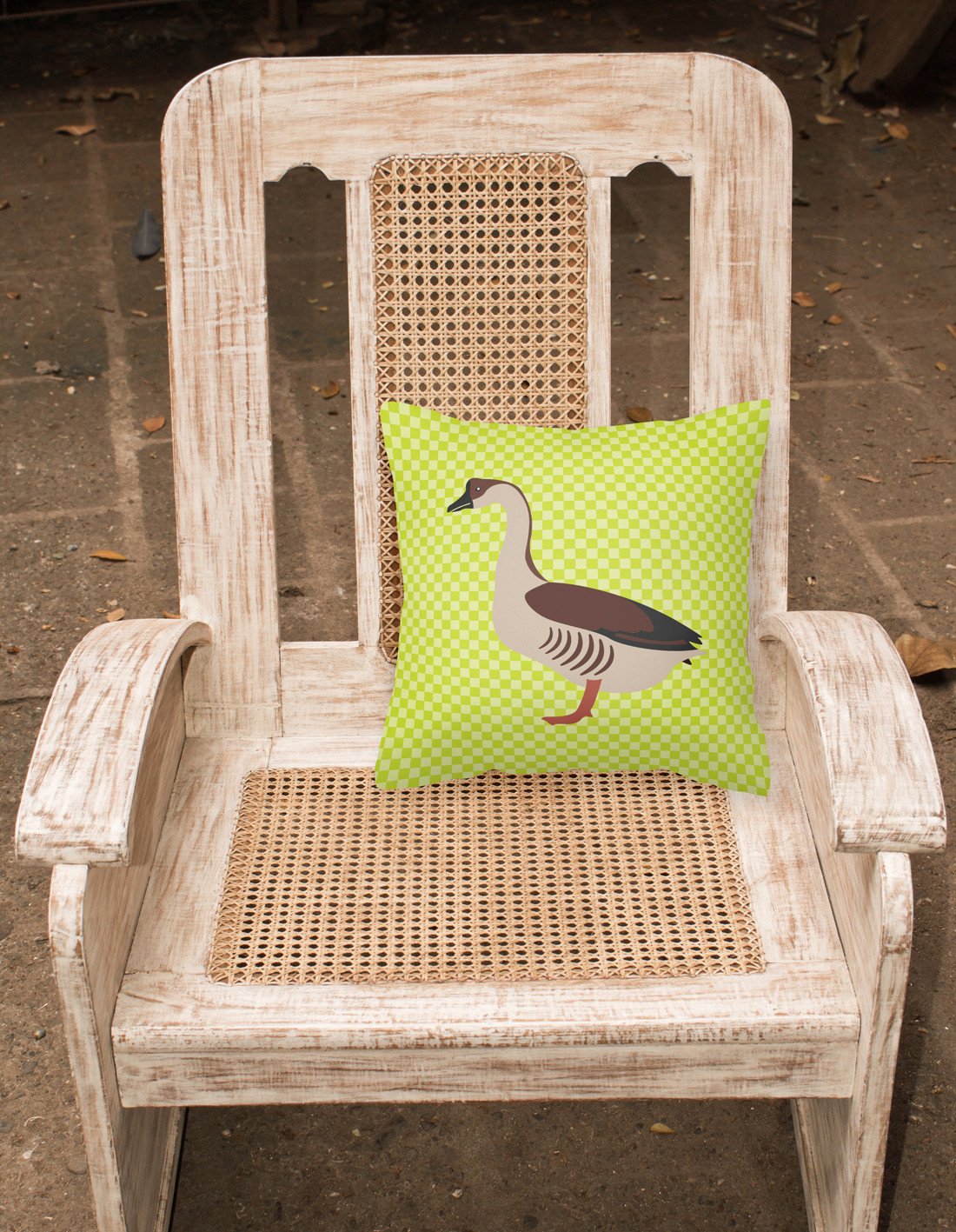 Chinese Goose Green Decorative Throw Pillow 18x18 Indoor Outdoor Accent Cushion, Fabric Cover with Insert for Sofa, Bed, Porch & Living Room