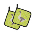 Buff Grey Back Goose Green Pot Holder Set of 2 Heat Resistant Quilted Hot Pads 7.5 x 7.5 Inch, Insulated Kitchen Trivets for Cooking & Baking