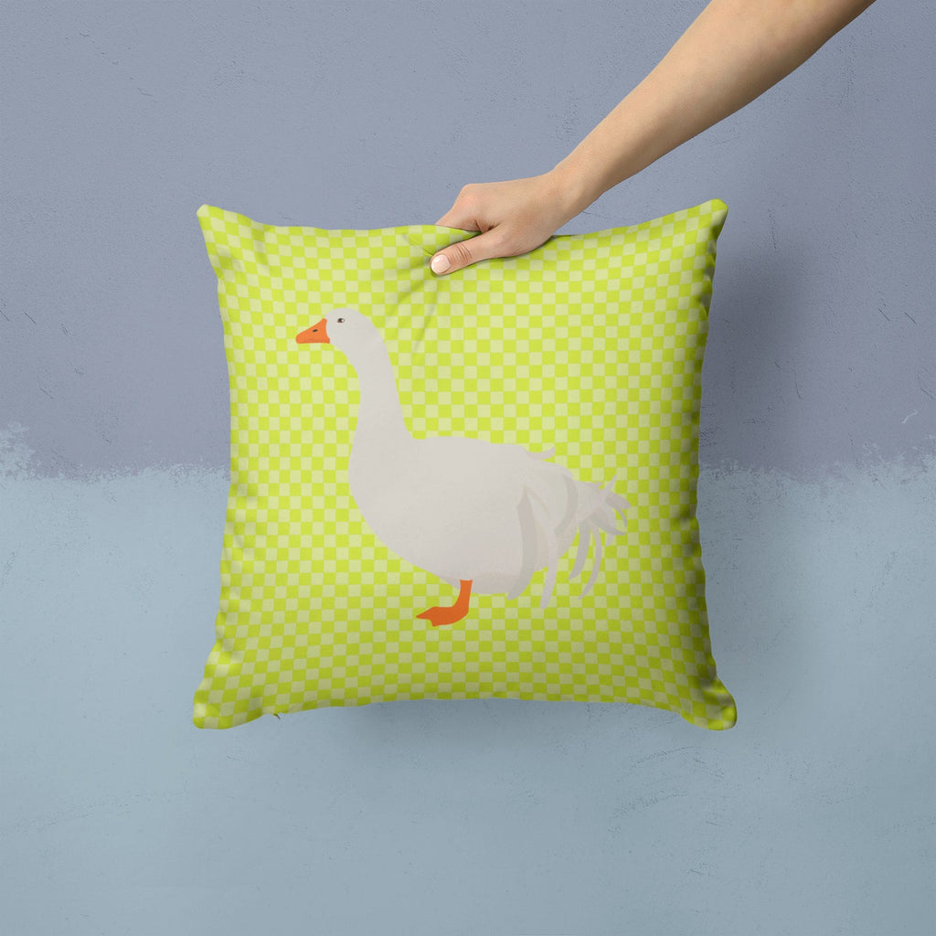 Sebastopol Goose Green Decorative Throw Pillow 14x14 Indoor Outdoor Accent Cushion, Fabric Cover with Insert for Sofa, Bed, Porch & Living Room