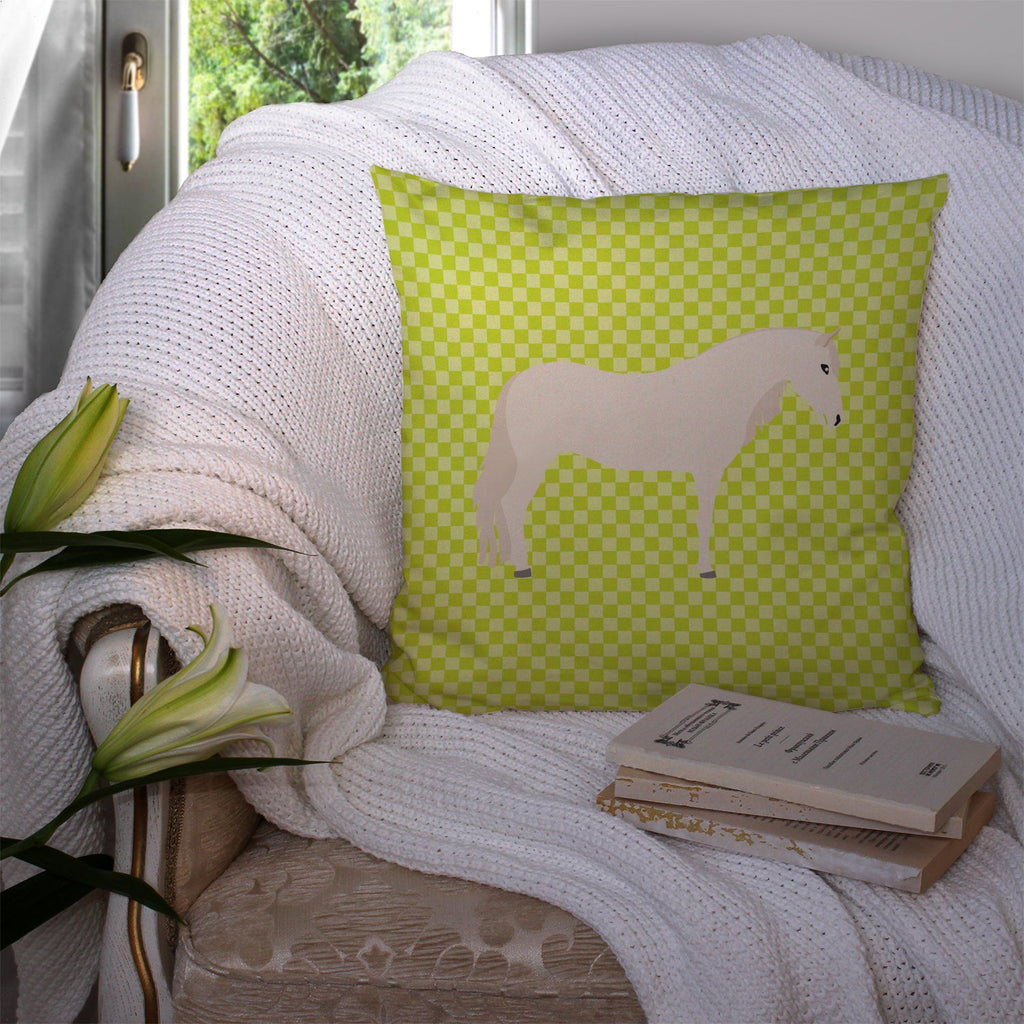 Paso Fino Horse Green Decorative Throw Pillow 14x14 Indoor Outdoor Accent Cushion, Fabric Cover with Insert for Sofa, Bed, Porch & Living Room