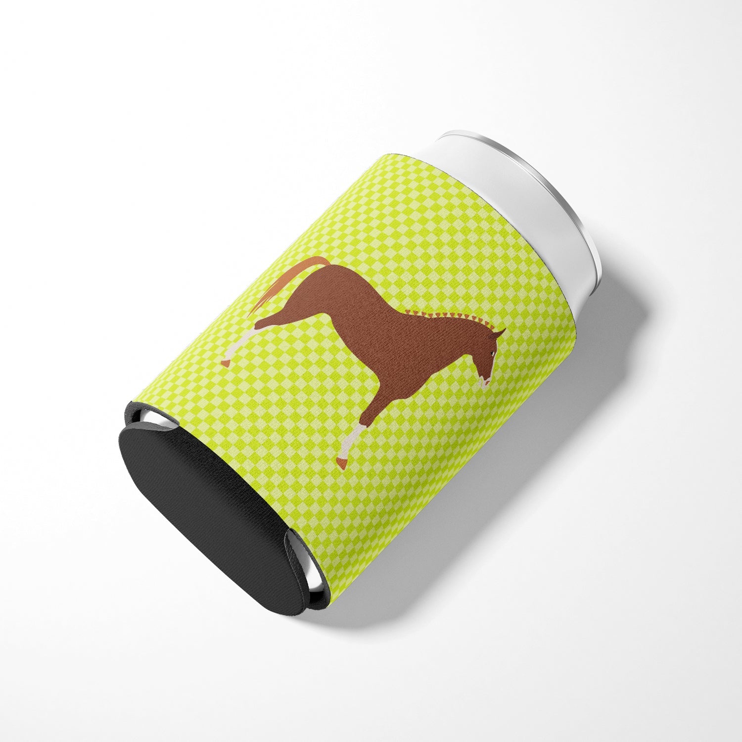 Hannoverian Horse Green Can or Bottle Hugger Cooler Sleeve for Standard 12 oz Cans, Insulated Foam Beer & Soda Can Hugger Reusable