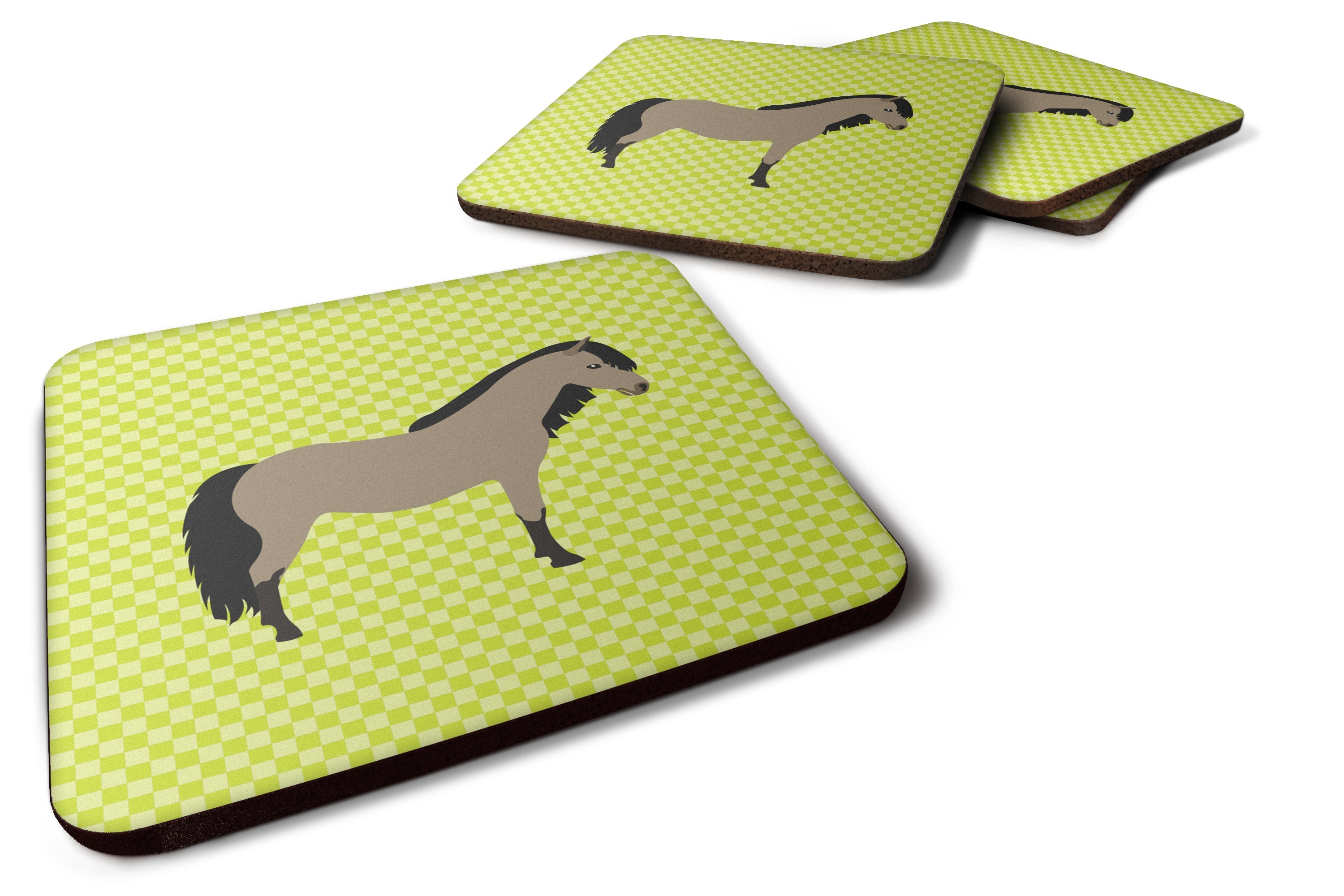 Welsh Pony Horse Green Foam Coasters Set of 4 Cup Coasters for Indoor Outdoor, Tabletop Protection, Anti Slip, Mouse pad Material