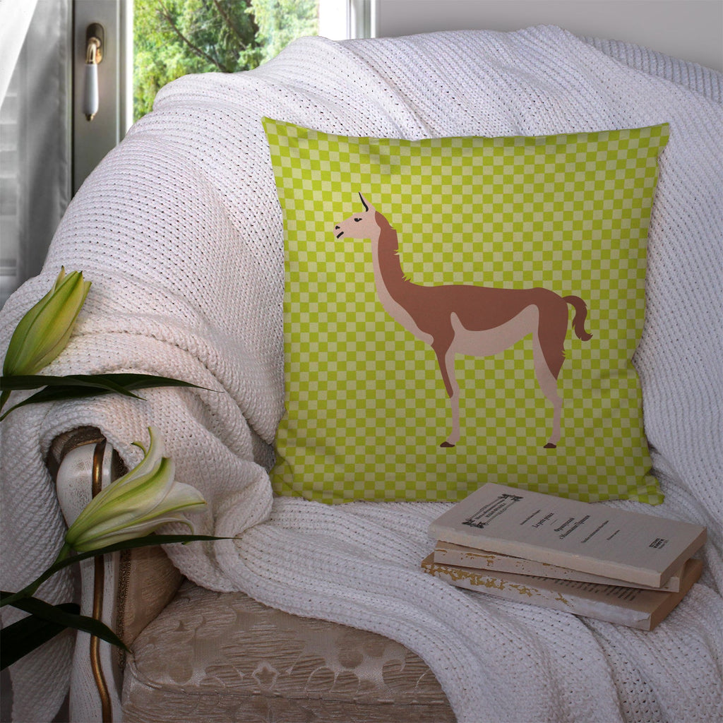 Guanaco Green Decorative Throw Pillow 14x14 Indoor Outdoor Accent Cushion, Fabric Cover with Insert for Sofa, Bed, Porch & Living Room