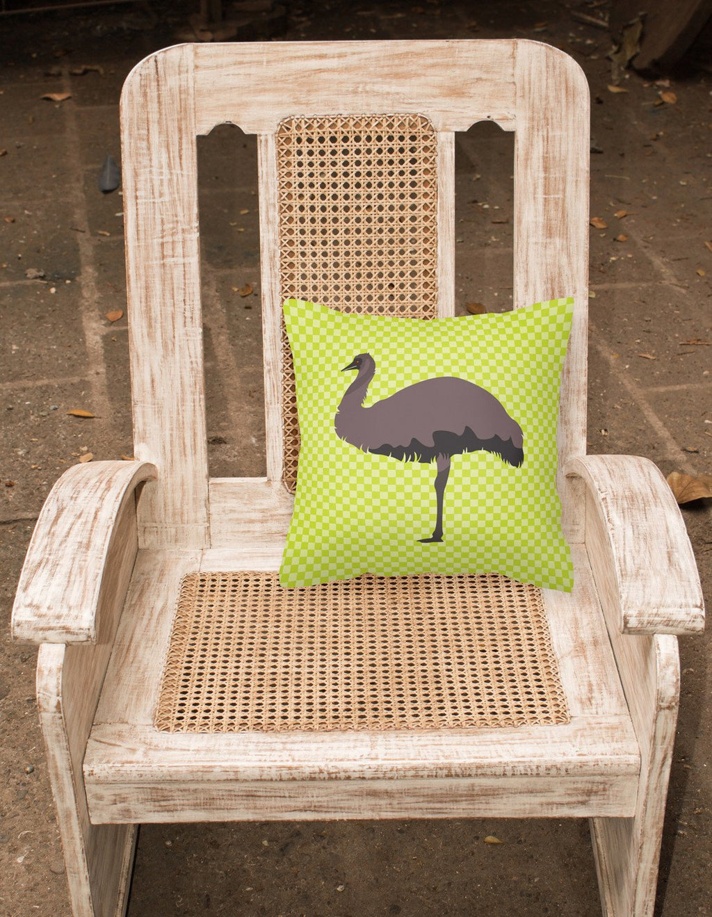 Emu Green Decorative Throw Pillow 18x18 Indoor Outdoor Accent Cushion, Fabric Cover with Insert for Sofa, Bed, Porch & Living Room