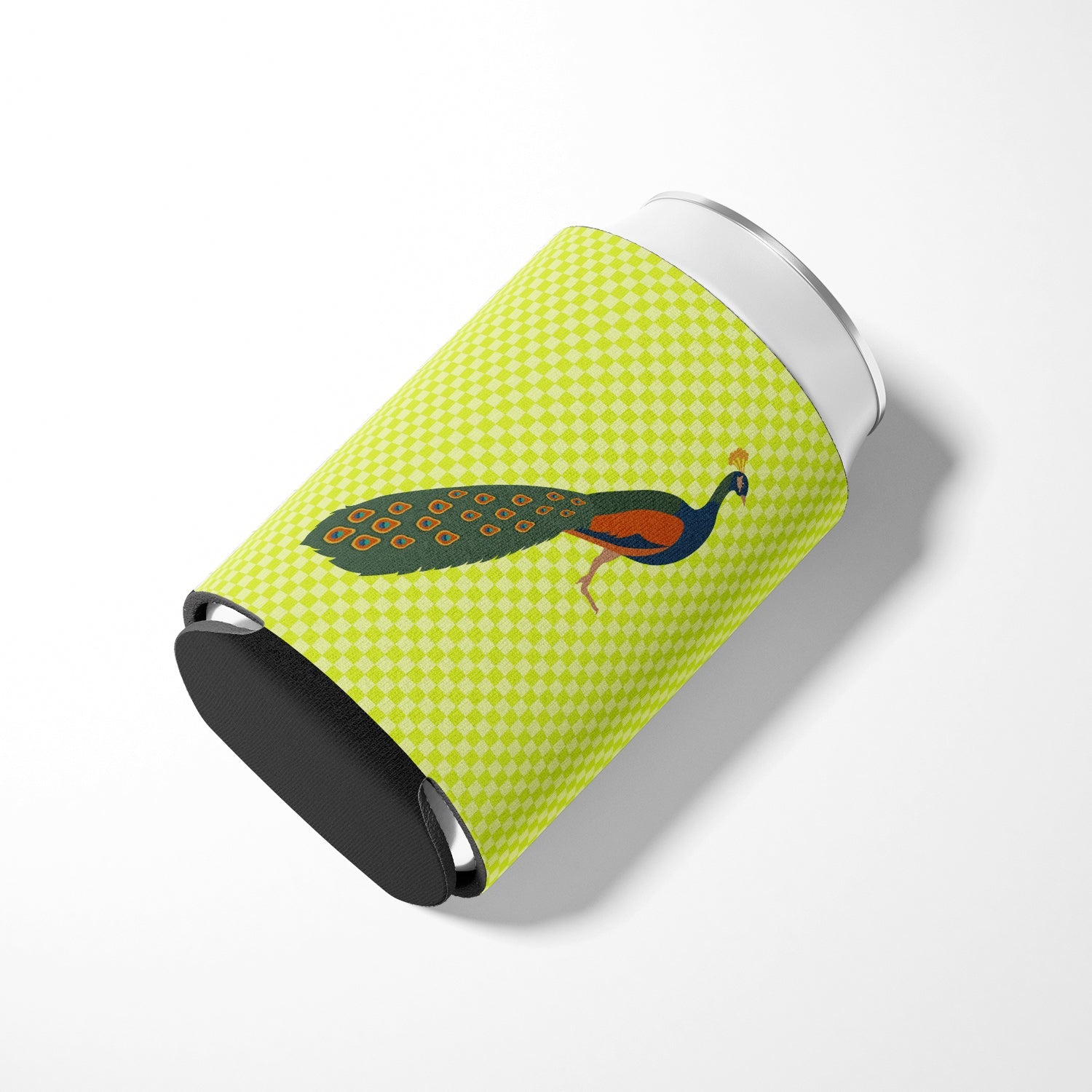Indian Peacock Peafowl Green Can or Bottle Hugger Cooler Sleeve for Standard 12 oz Cans, Insulated Foam Beer & Soda Can Hugger Reusable