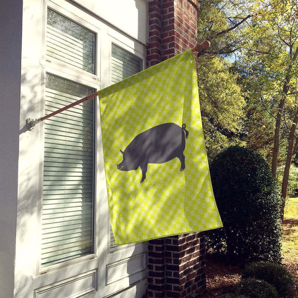 Berkshire Pig Green House Flag 28x40 Porch Sleeve Pole Decorative Outside Yard Banner Artwork Wall Hanging, Polyester