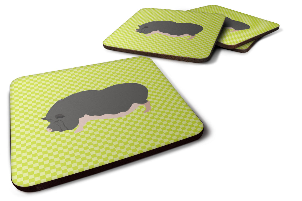 Vietnamese Pot-Bellied Pig Green Foam Coasters Set of 4 Cup Coasters for Indoor Outdoor, Tabletop Protection, Anti Slip, Mouse pad Material