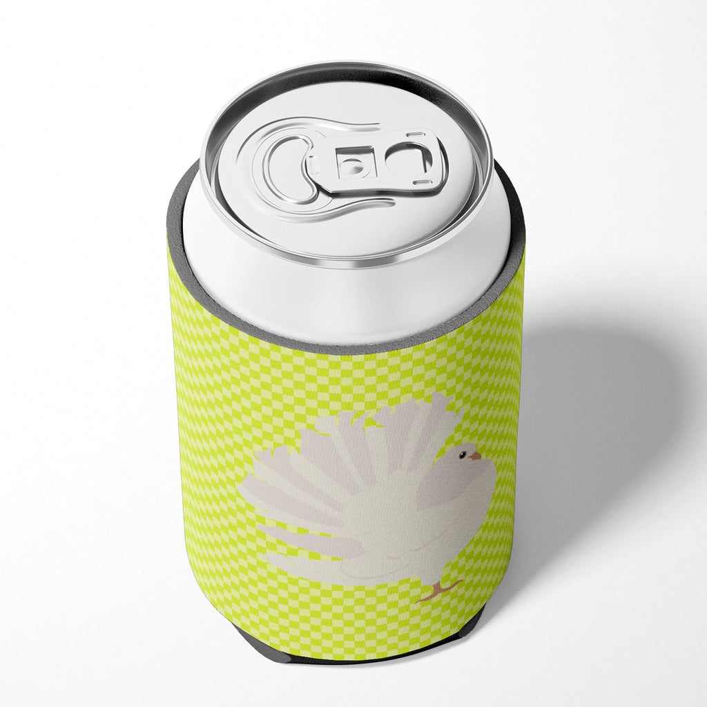 Silver Fantail Pigeon Green Can or Bottle Hugger Cooler Sleeve for Standard 12 oz Cans, Insulated Foam Beer & Soda Can Hugger Reusable