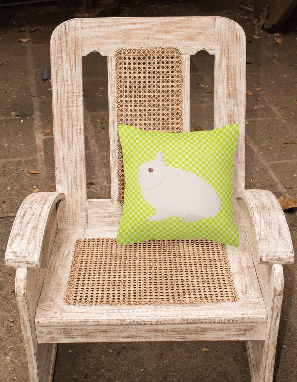 Hermelin Rabbit Green Decorative Throw Pillow 18x18 Indoor Outdoor Accent Cushion, Fabric Cover with Insert for Sofa, Bed, Porch & Living Room