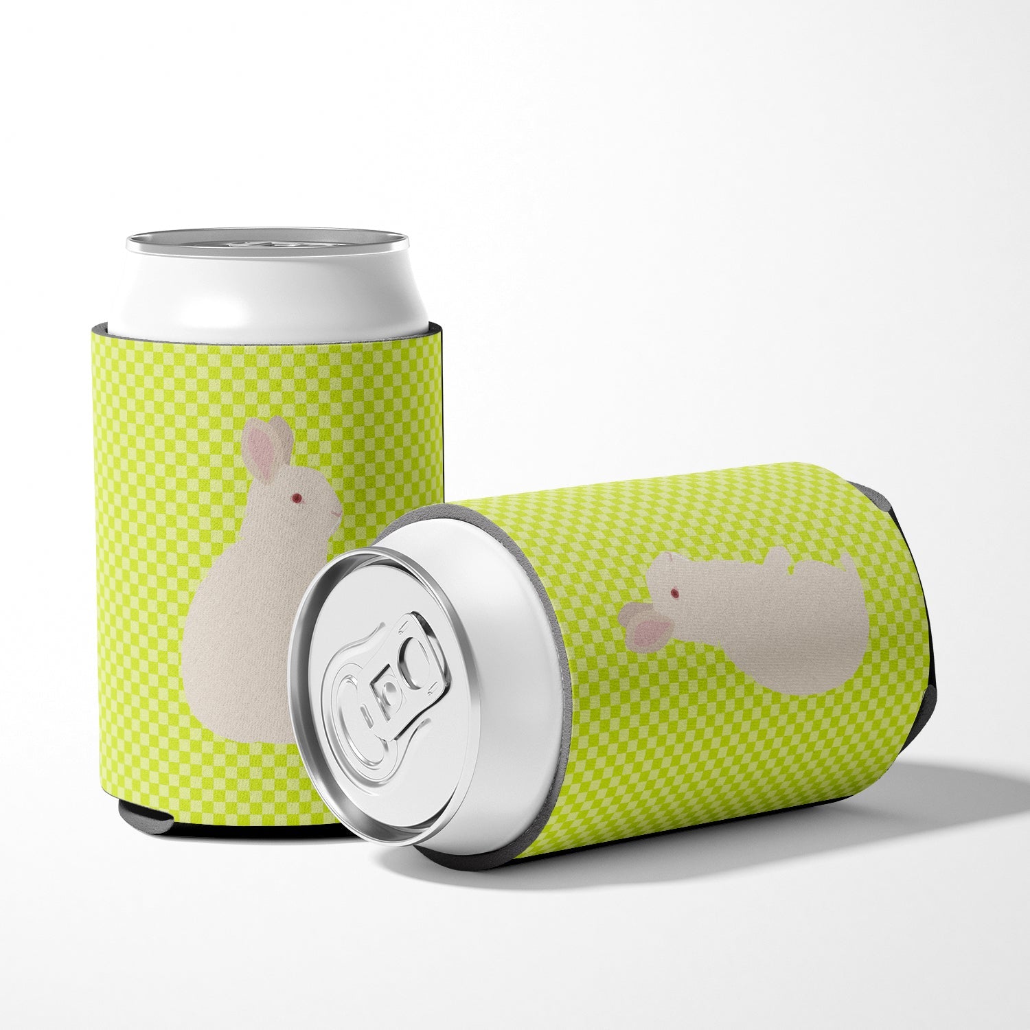 New Zealand White Rabbit Green Can or Bottle Hugger Cooler Sleeve for Standard 12 oz Cans, Insulated Foam Beer & Soda Can Hugger Reusable
