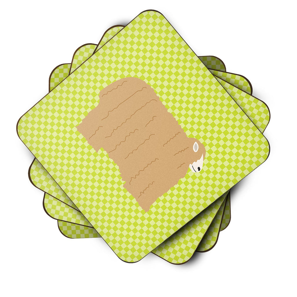 Lincoln Longwool Sheep Green Foam Coasters Set of 4 Cup Coasters for Indoor Outdoor, Tabletop Protection, Anti Slip, Mouse pad Material