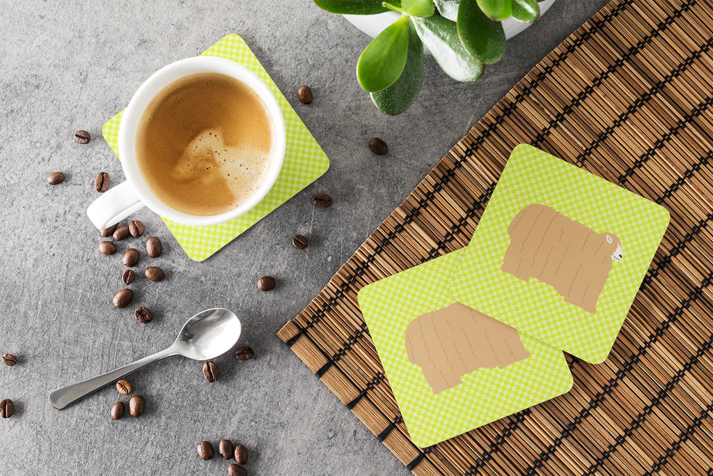 Lincoln Longwool Sheep Green Foam Coasters Set of 4 Cup Coasters for Indoor Outdoor, Tabletop Protection, Anti Slip, Mouse pad Material