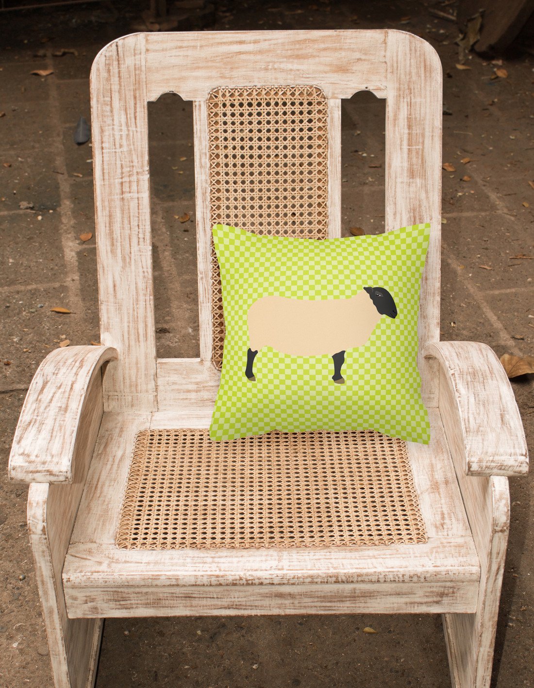 Suffolk Sheep Green Decorative Throw Pillow 18x18 Indoor Outdoor Accent Cushion, Fabric Cover with Insert for Sofa, Bed, Porch & Living Room