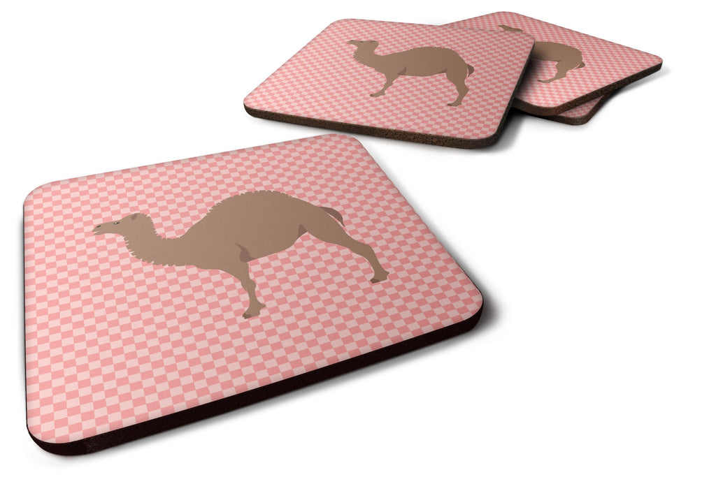 F1 Hybrid Camel Pink Check Foam Coasters Set of 4 Cup Coasters for Indoor Outdoor, Tabletop Protection, Anti Slip, Mouse pad Material
