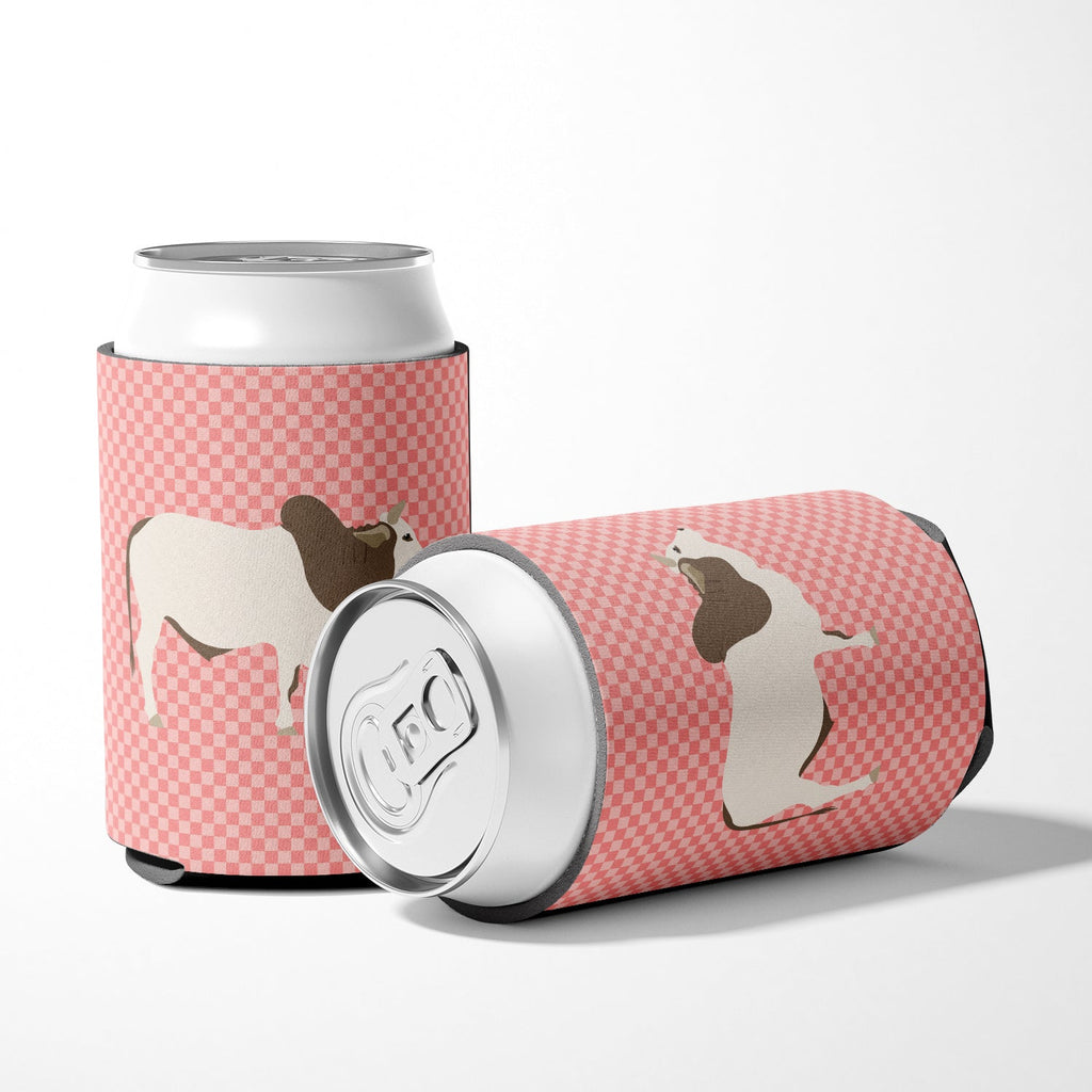 Malvi Cow Pink Check Can or Bottle Hugger Cooler Sleeve for Standard 12 oz Cans, Insulated Foam Beer & Soda Can Hugger Reusable