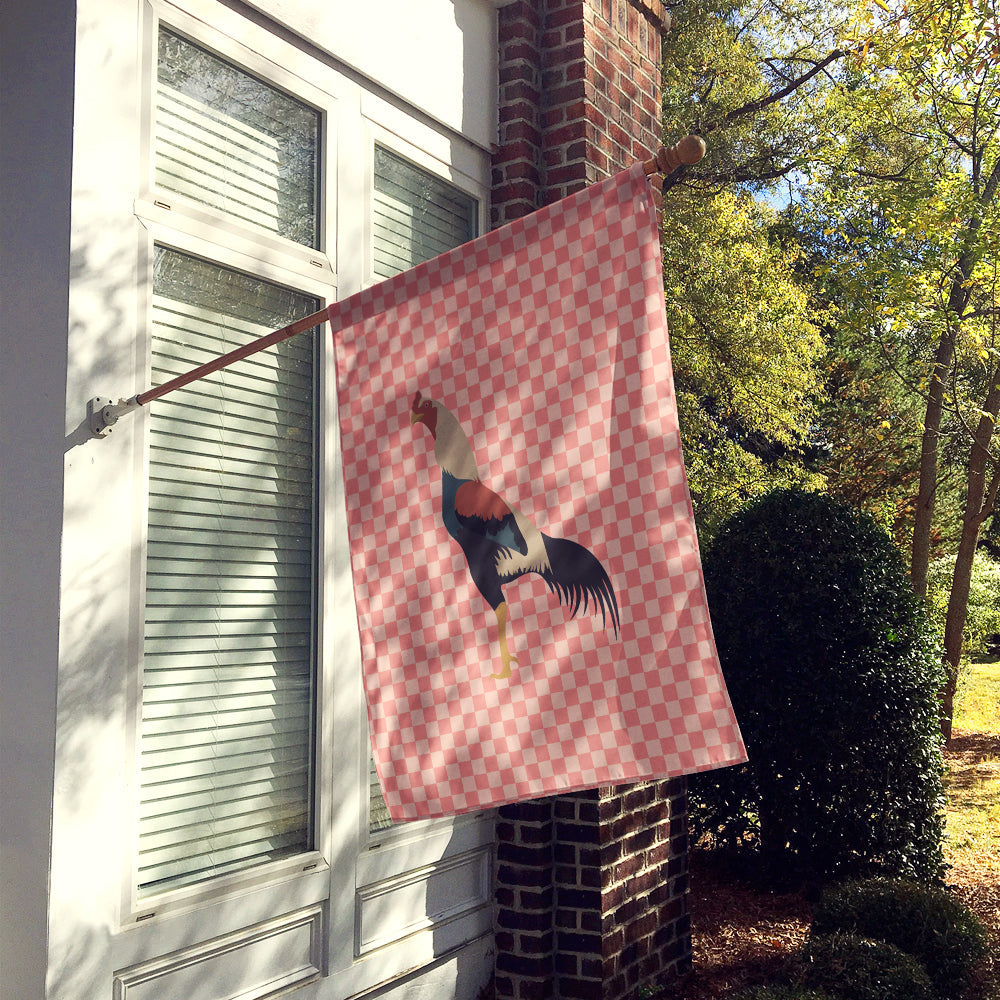 Kulang Chicken Pink Check House Flag 28x40 Porch Sleeve Pole Decorative Outside Yard Banner Artwork Wall Hanging, Polyester