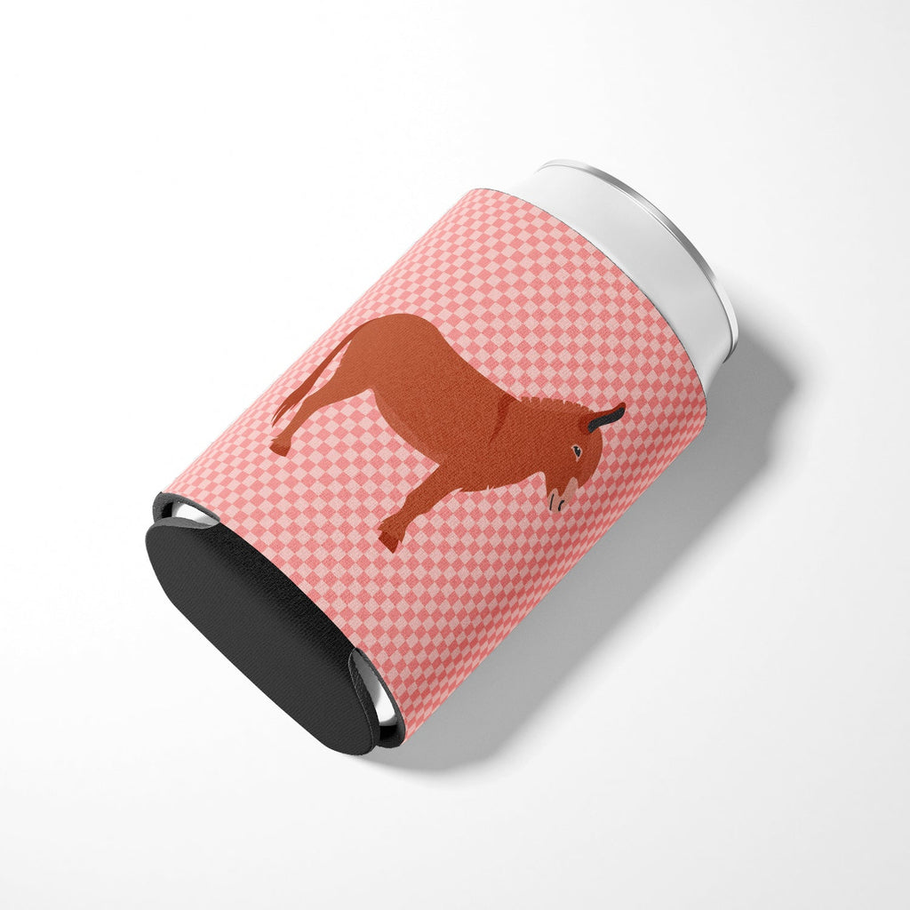 Irish Donkey Pink Check Can or Bottle Hugger Cooler Sleeve for Standard 12 oz Cans, Insulated Foam Beer & Soda Can Hugger Reusable