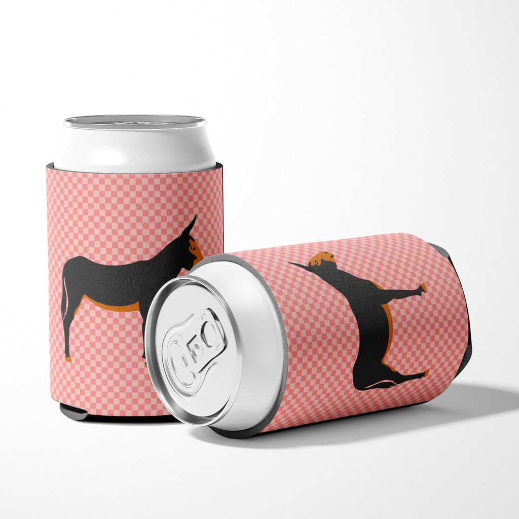 Catalan Donkey Pink Check Can or Bottle Hugger Cooler Sleeve for Standard 12 oz Cans, Insulated Foam Beer & Soda Can Hugger Reusable