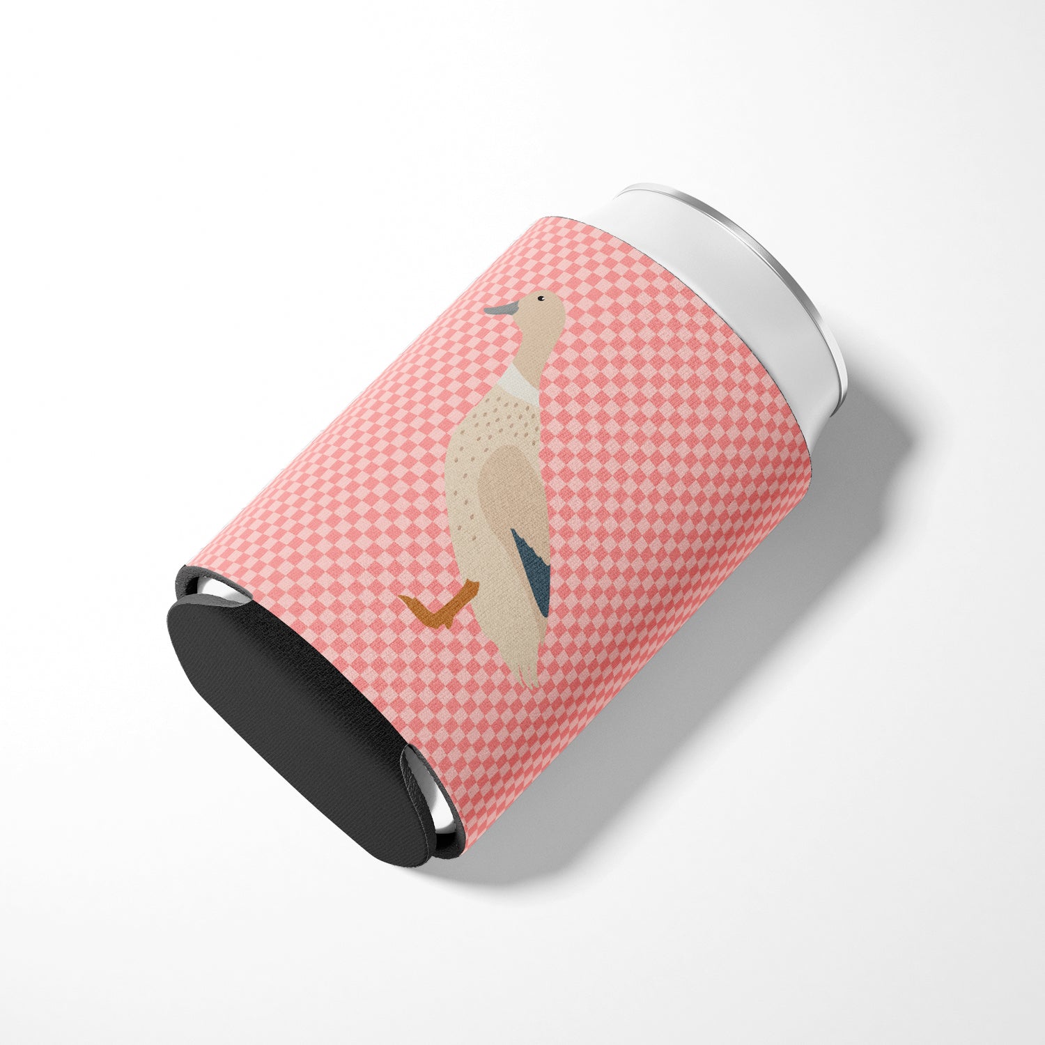 West Harlequin Duck Pink Check Can or Bottle Hugger Cooler Sleeve for Standard 12 oz Cans, Insulated Foam Beer & Soda Can Hugger Reusable