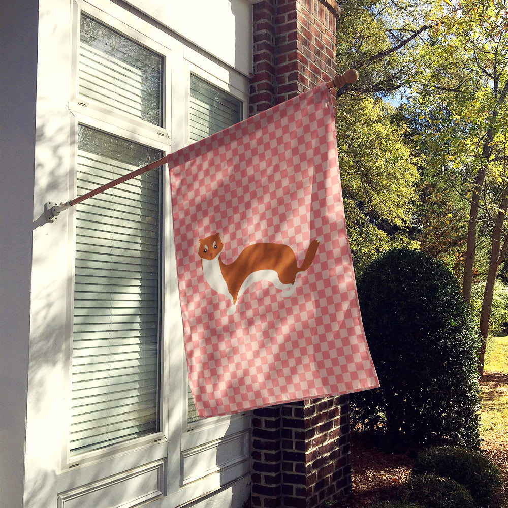 Weasel Pink Check House Flag 28x40 Porch Sleeve Pole Decorative Outside Yard Banner Artwork Wall Hanging, Polyester