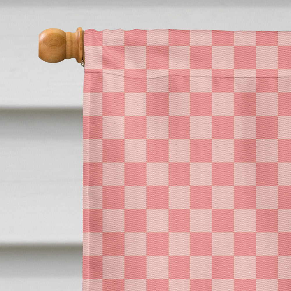 Silver Fox Pink Check House Flag 28x40 Porch Sleeve Pole Decorative Outside Yard Banner Artwork Wall Hanging, Polyester